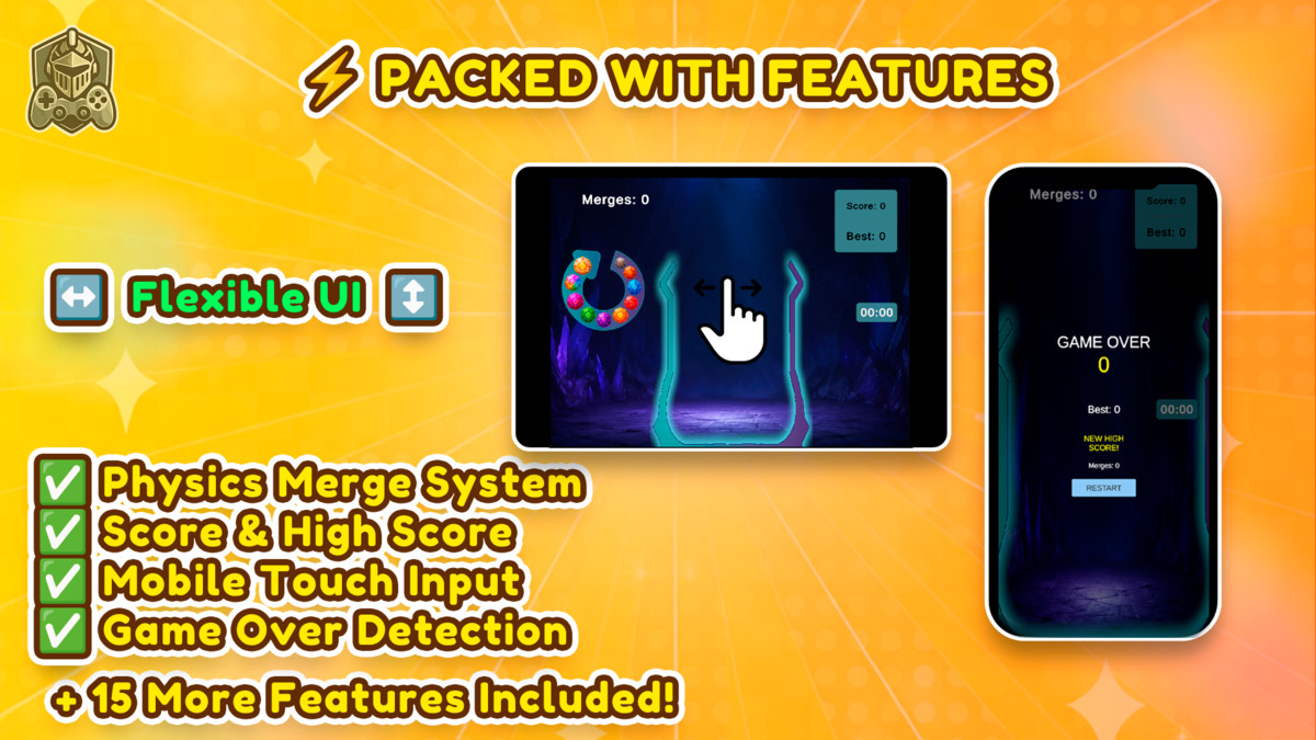 Merge 2D Framework – Drop Physics & Merge System