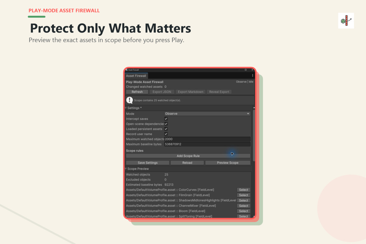 Play-Mode Asset Firewall