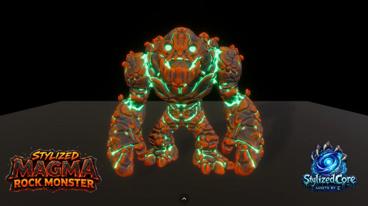 Magma Rock Monsters Pack 1 - 4 Stylized Animated Creatures (LOD + Skins)