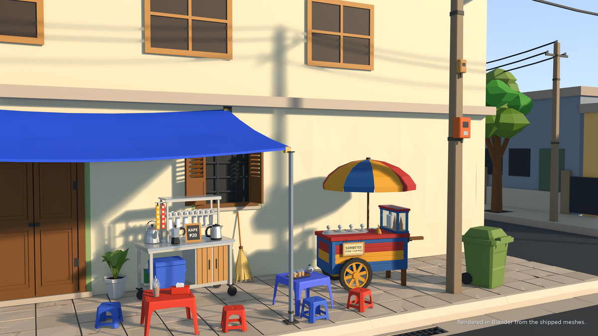 Asian Street Food Carts & Stalls: Low Poly Pack