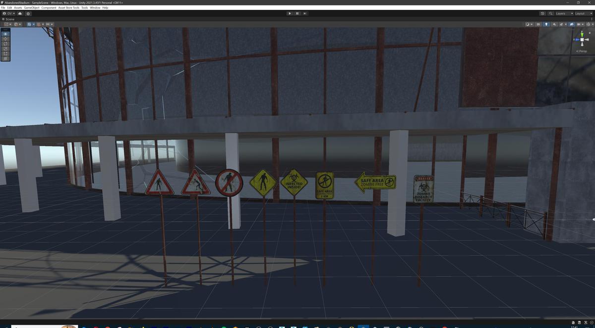 Abandoned Post-Apocalyptic Football Stadium - Modular Environment 3d Level