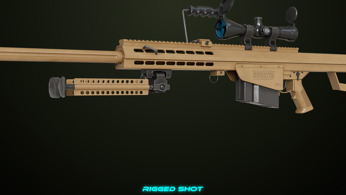 Sniper Rifle 02 Black and Sandal Single Map URP HDRP