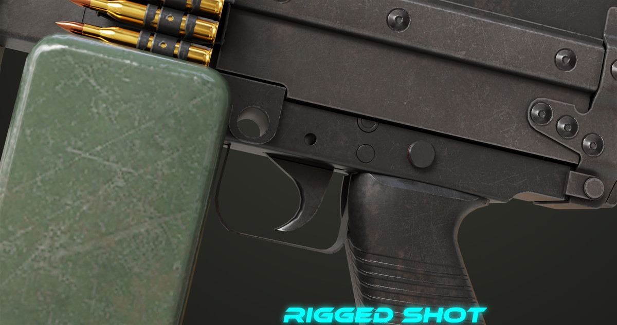 Machine Gun Sandal and Black Ammo Box URP HDRP Textures
