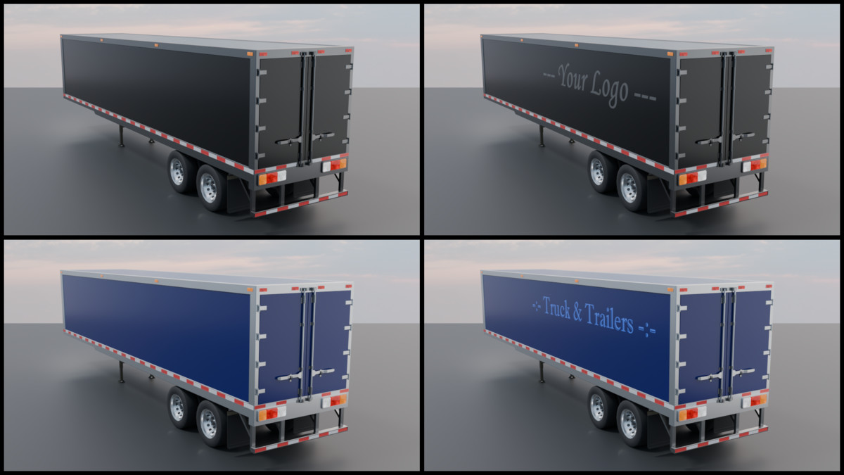 Realistic American Semi Truck + Box Trailer | 11 Truck + 8 Trailer Colors | PBR