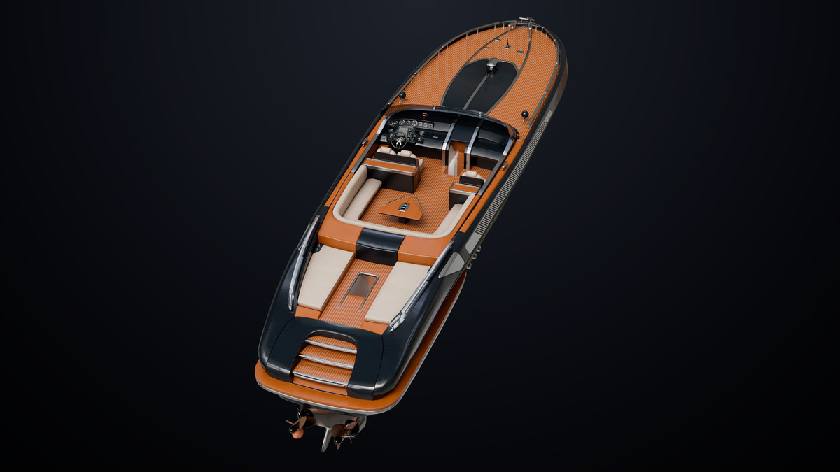 Yacht Boat 01 Black with Interior HDRP URP Textures
