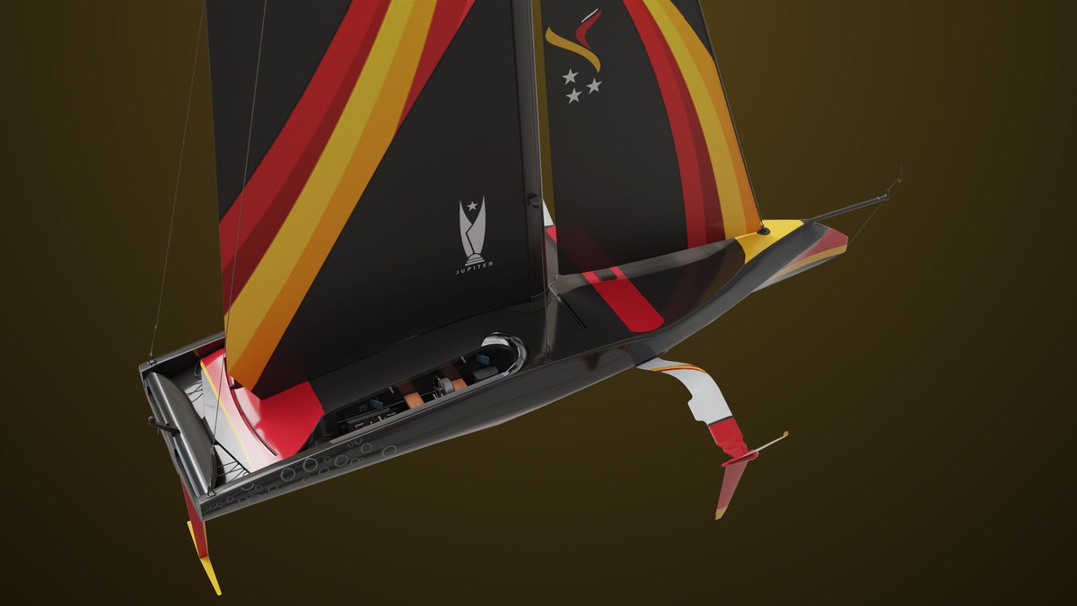 Yacht Hydrofoil Sailing Boat 01 Black URP HDRP Textures