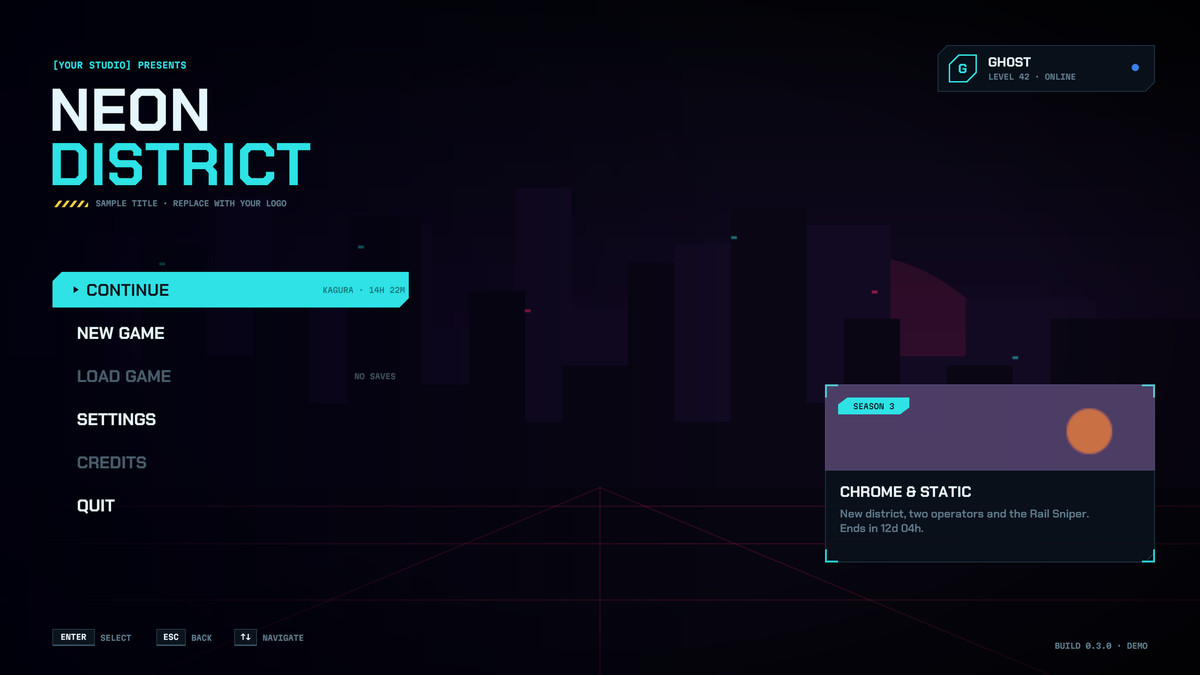 Neon Tactical — Cyberpunk HUD & Menu Kit