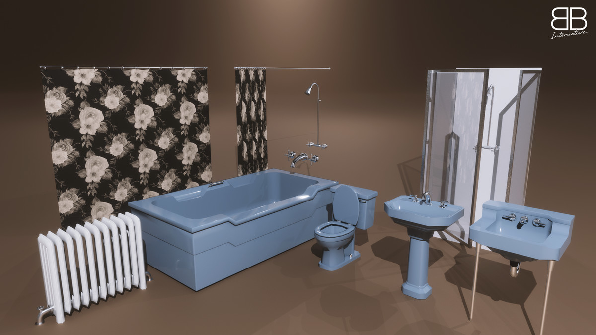 1950s Mid Century PBR Home Furniture and Props Pack Low Poly