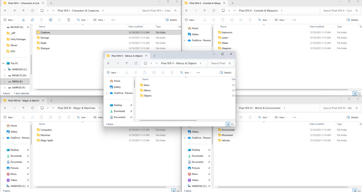 Pixel SFX Complete Collection: Creatures, Combat, Magic, Menus, & More