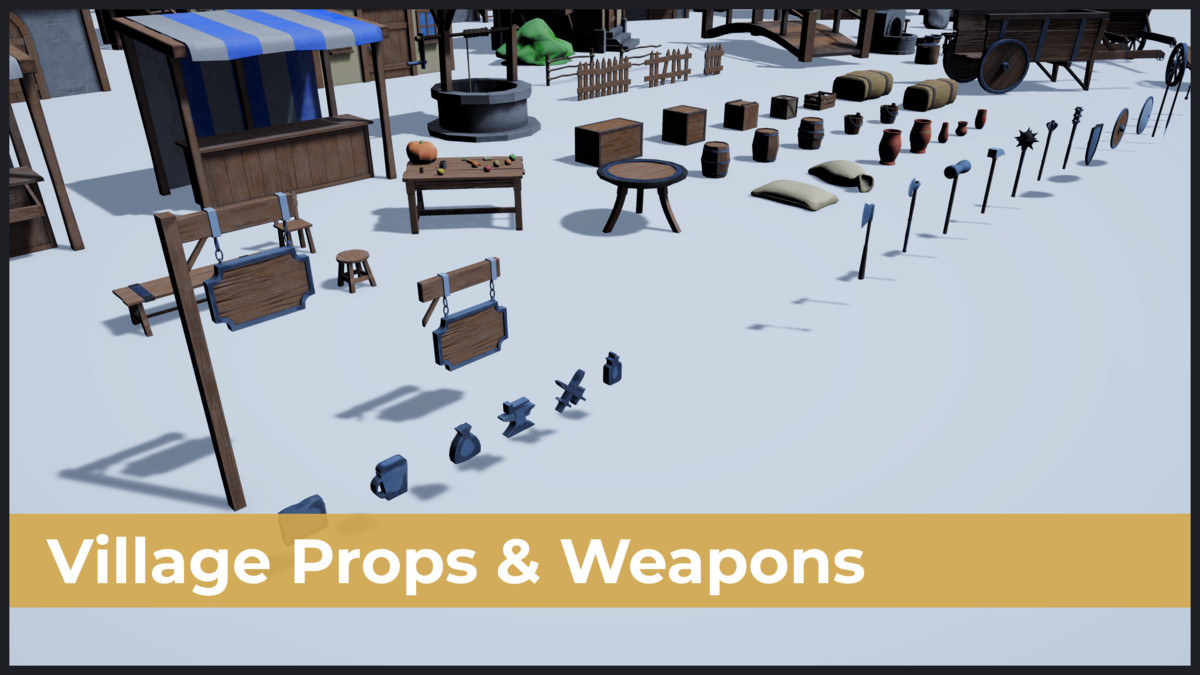 Stylized Medieval Settlement Low Poly