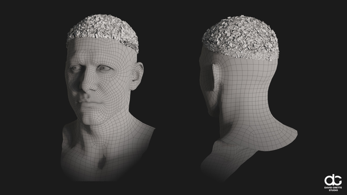 Realistic male hairstyles, pack #5 | Rigged hair, game-ready, low-poly