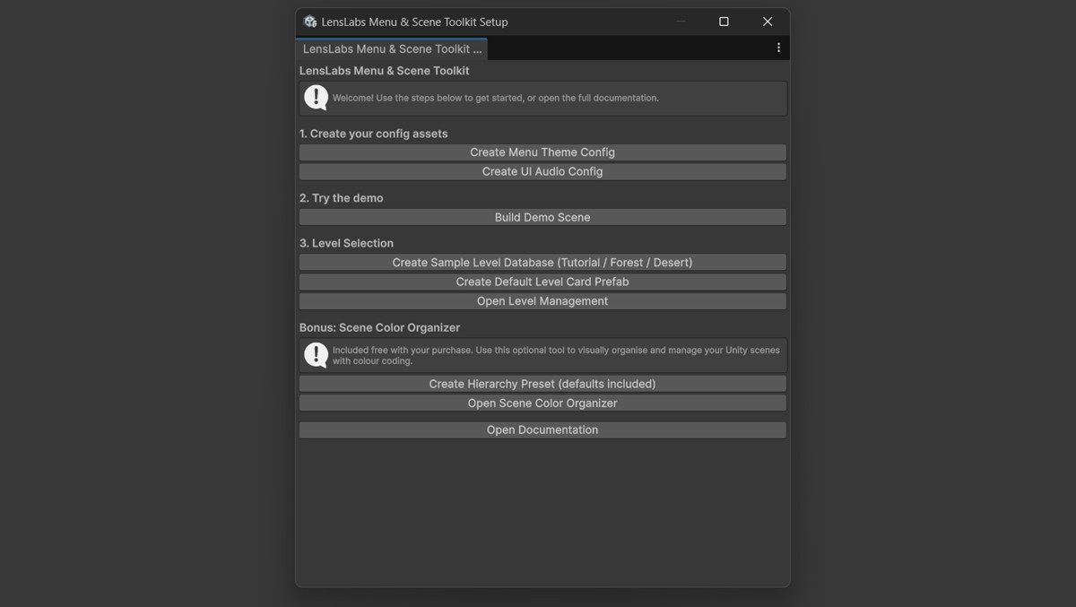 Menu & Scene Toolkit