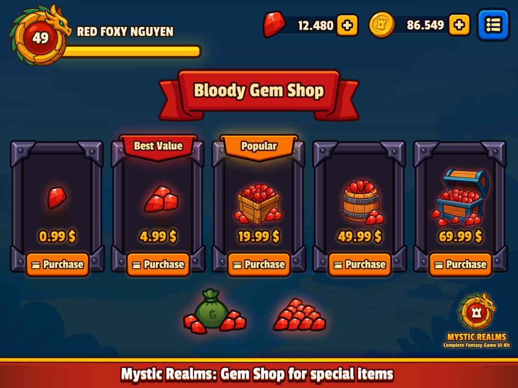 Mystic Realms: Premium Fantasy UI System