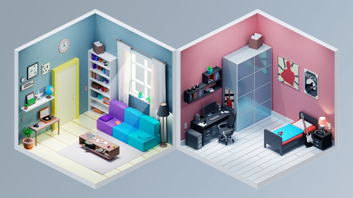 Interior 2 - Low Poly 3D Models Pack