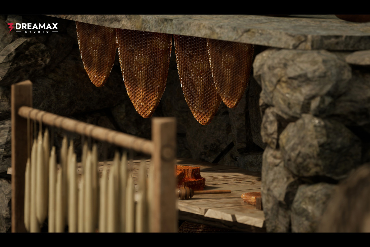 Medieval Beekeeping Props - Apiary, Skep Hives, Honey & Mead Production Vol. 1