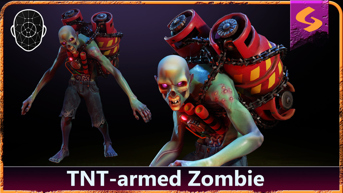 TNT-armed Zombie with a Stopwatch | Stylized