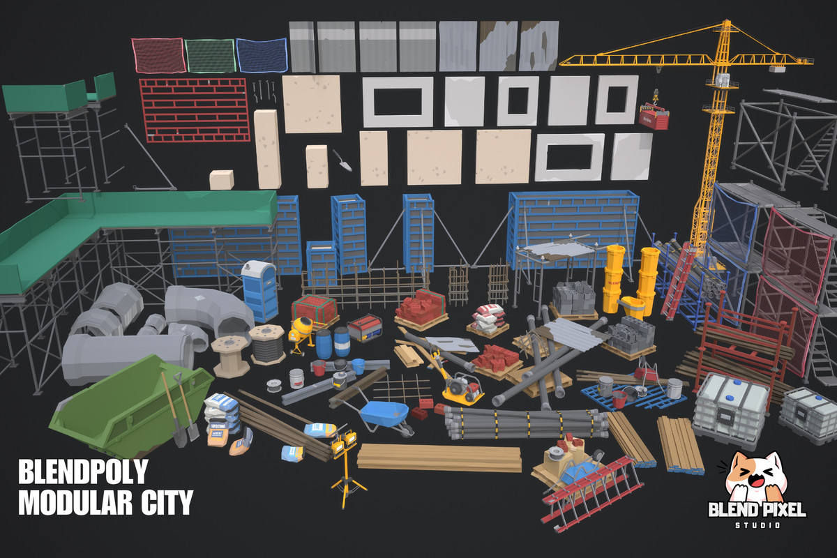 BlendPoly Modular City - Low Poly Assets