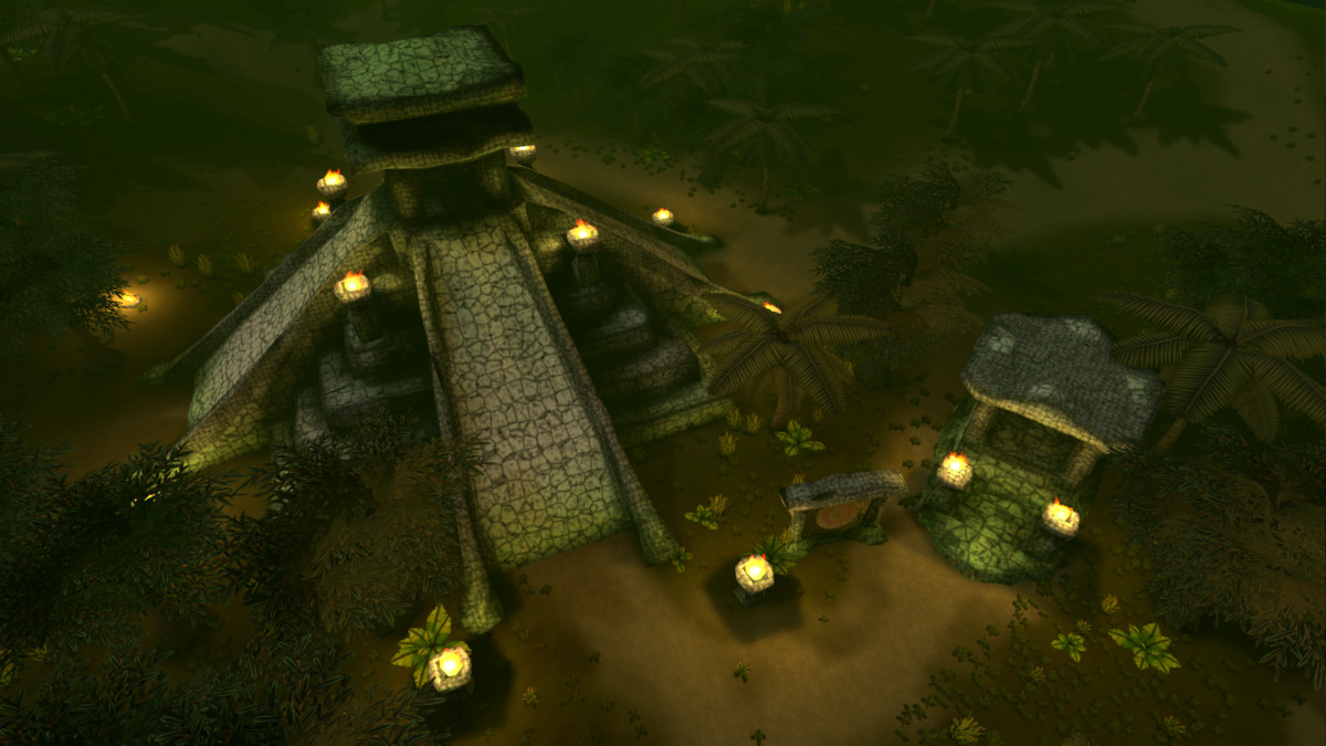 low poly ancient jungle environment pack - temple, foliage, trees, grass, plants