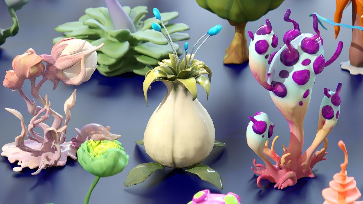 Fantasy Funny Stylized Magical Flora Plants - Low Poly Pack (118 3d models)