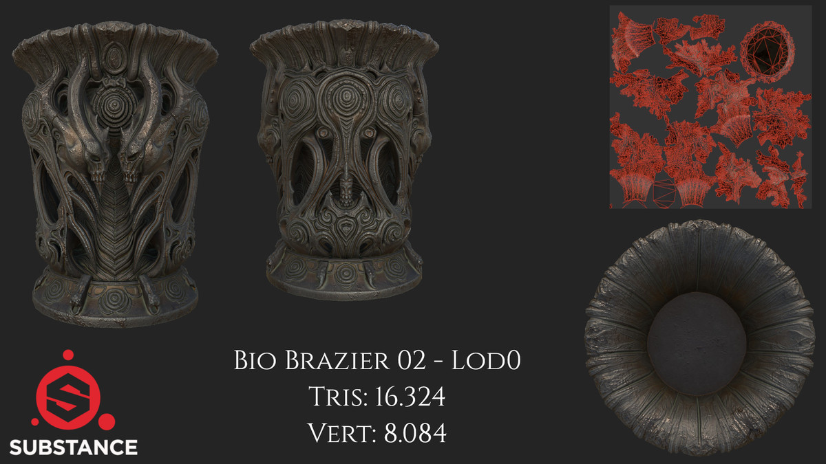 4 Biomechanical Braziers / Bowls