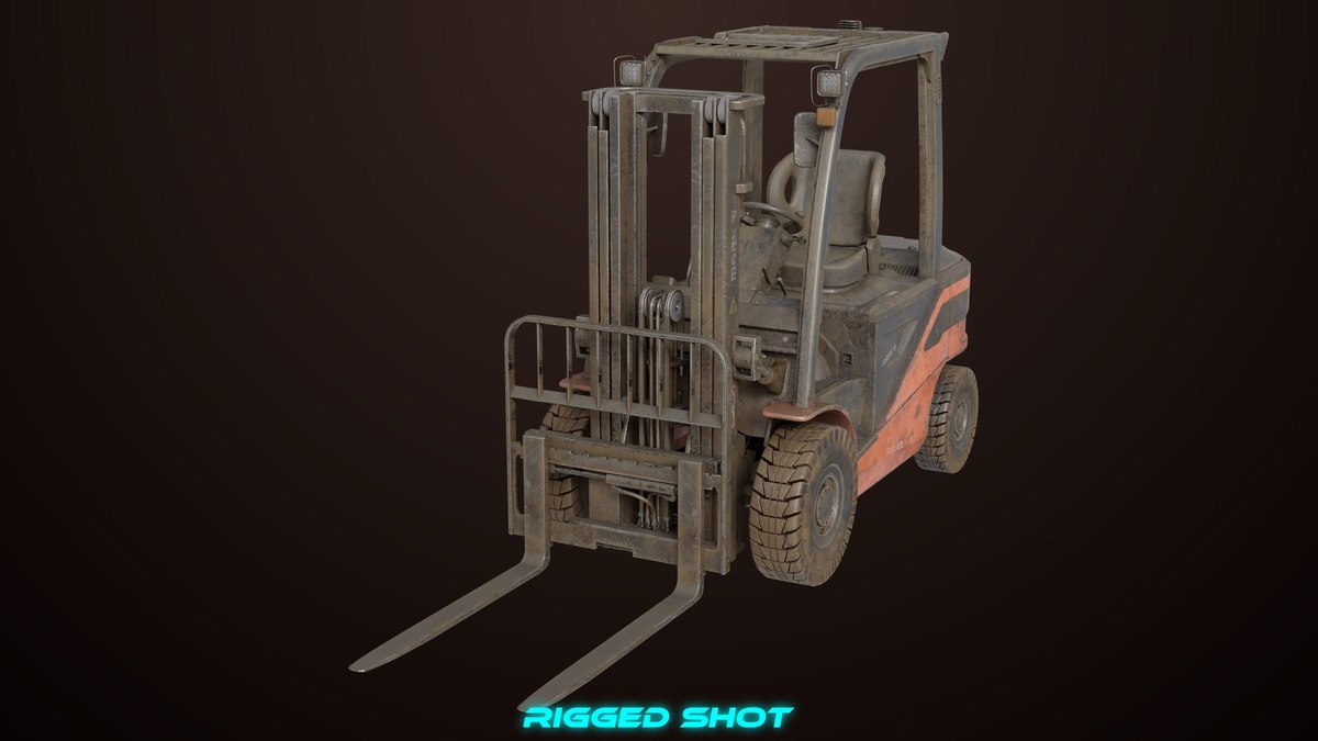 Old Dusty Forklift Truck03 Orange URP HDRP Textures