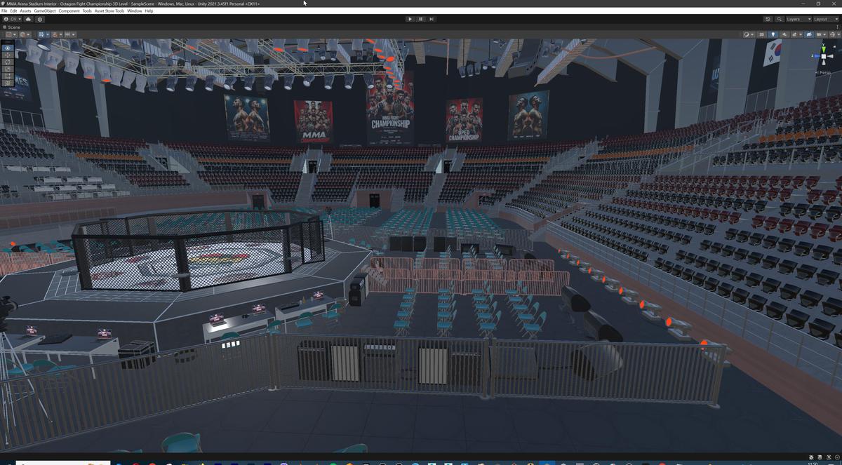MMA Arena Stadium Interior - Octagon Fight Championship Nodular 3D Level