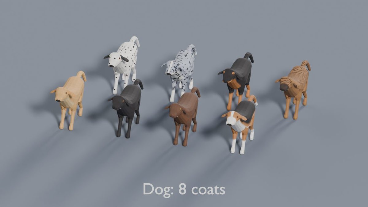 Animated Low Poly Animals Pack 2 | Fox, Cow, Cat, Pig & More | 112 Variants