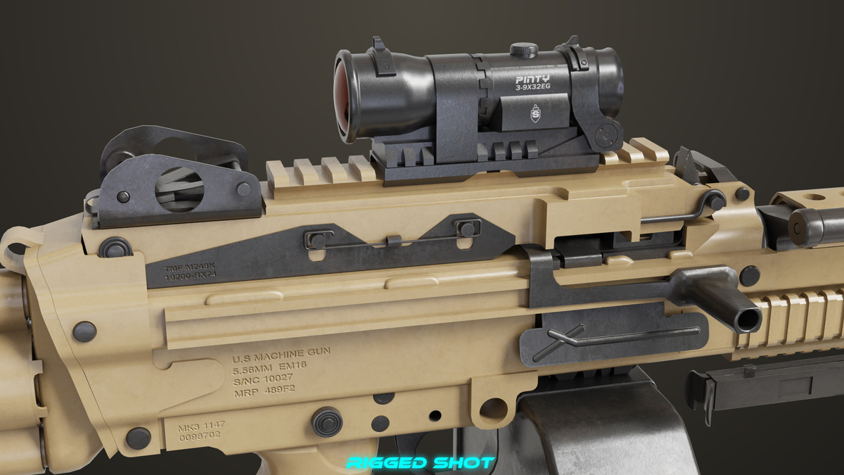 Machine Gun Sandal and Black Ammo Box URP HDRP Textures