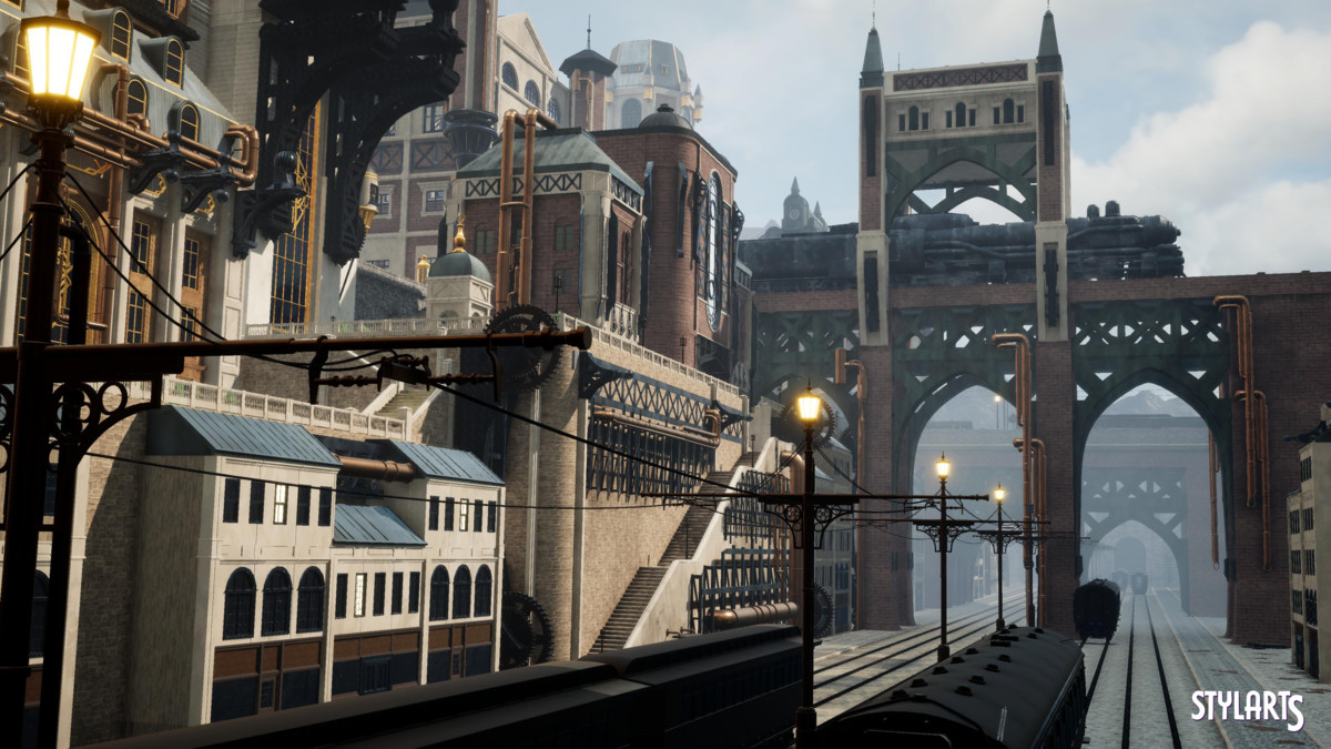 Stylized Steampunk City, image 7