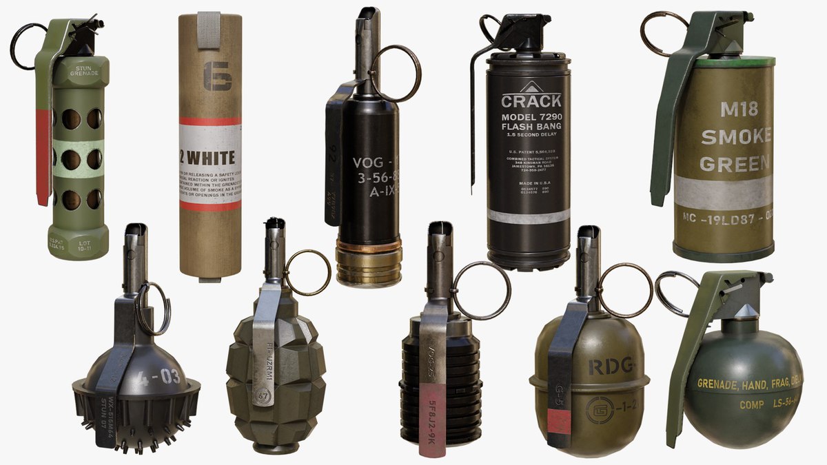 10 Grenades Single Mat URP HDRP Textures