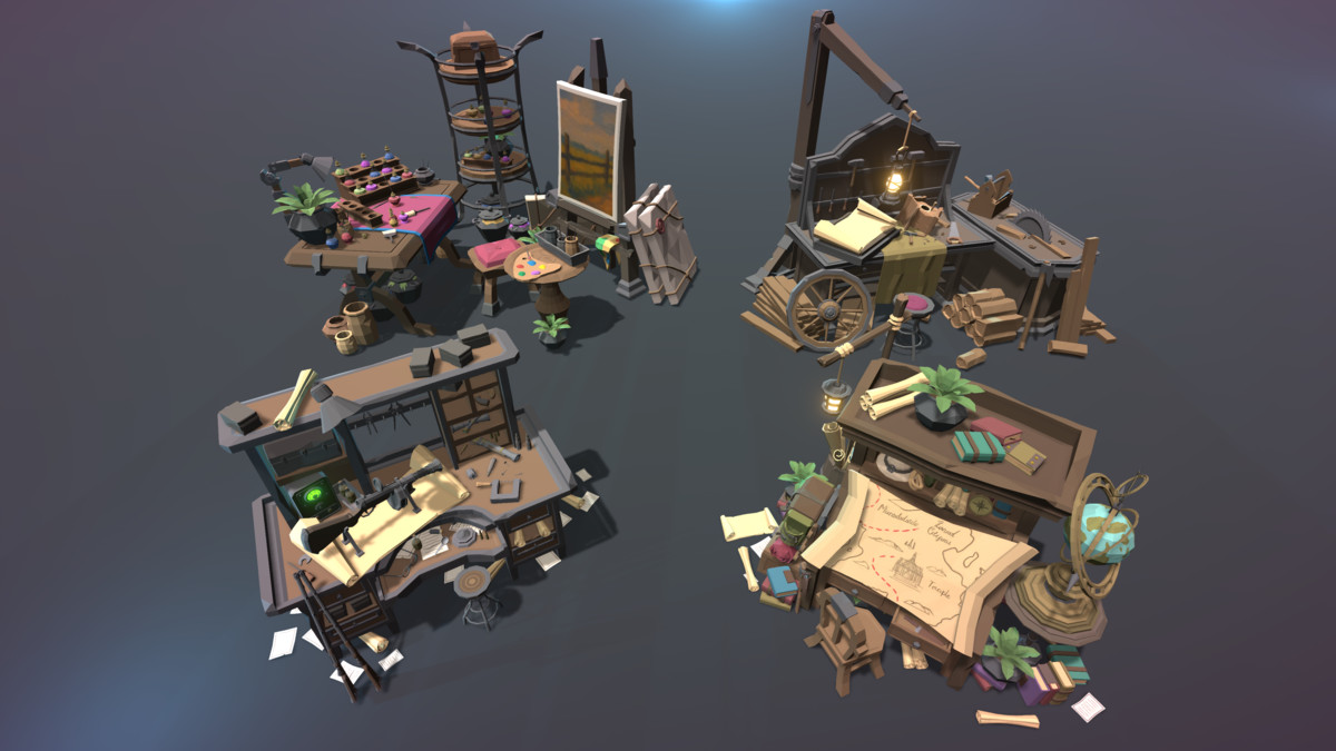 STYLIZED Fantasy Workshops & Crafting Vol. 2 - Low Poly 3D Art