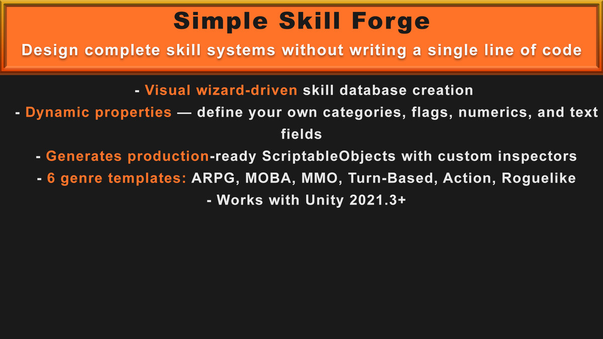Simple Skill Forge:No-Code Skills, Skill Trees, Loadouts & Combos w/ JSON Export