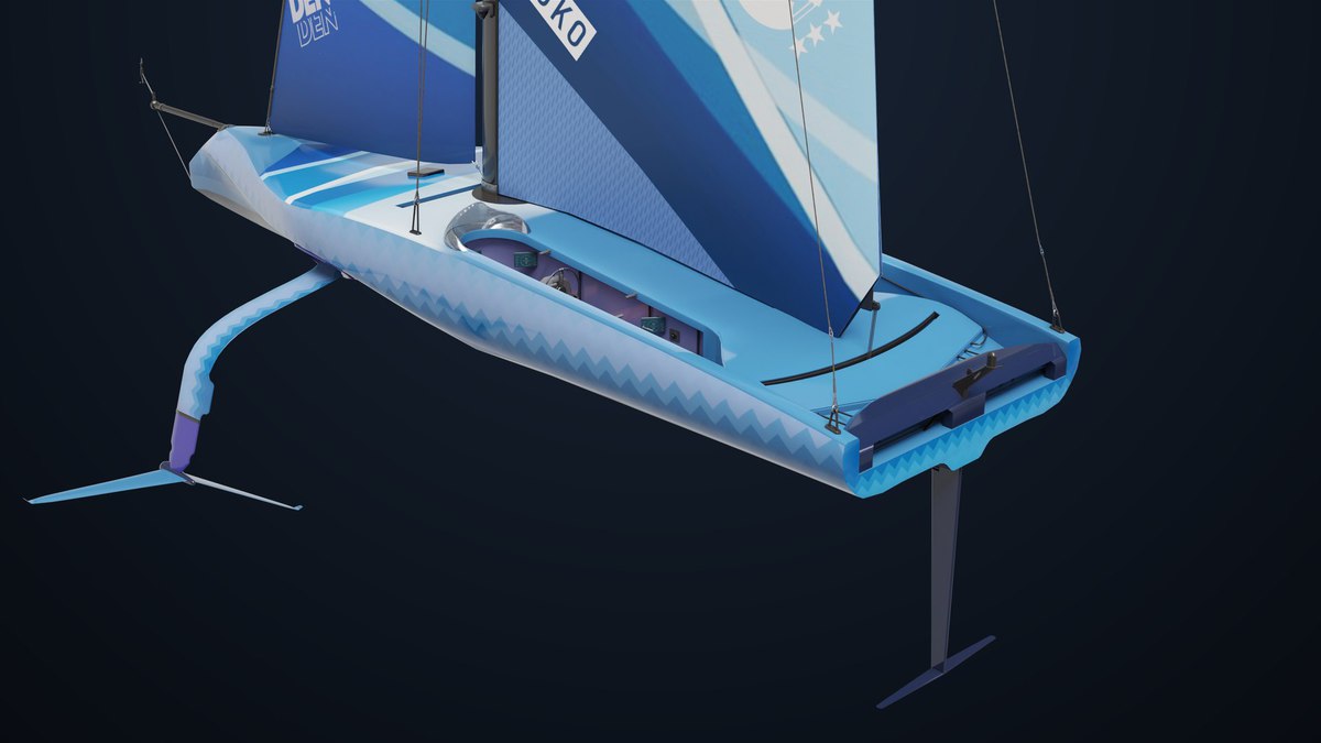 Yacht Hydrofoil Sailing Boat Blue URP HDRP Textures