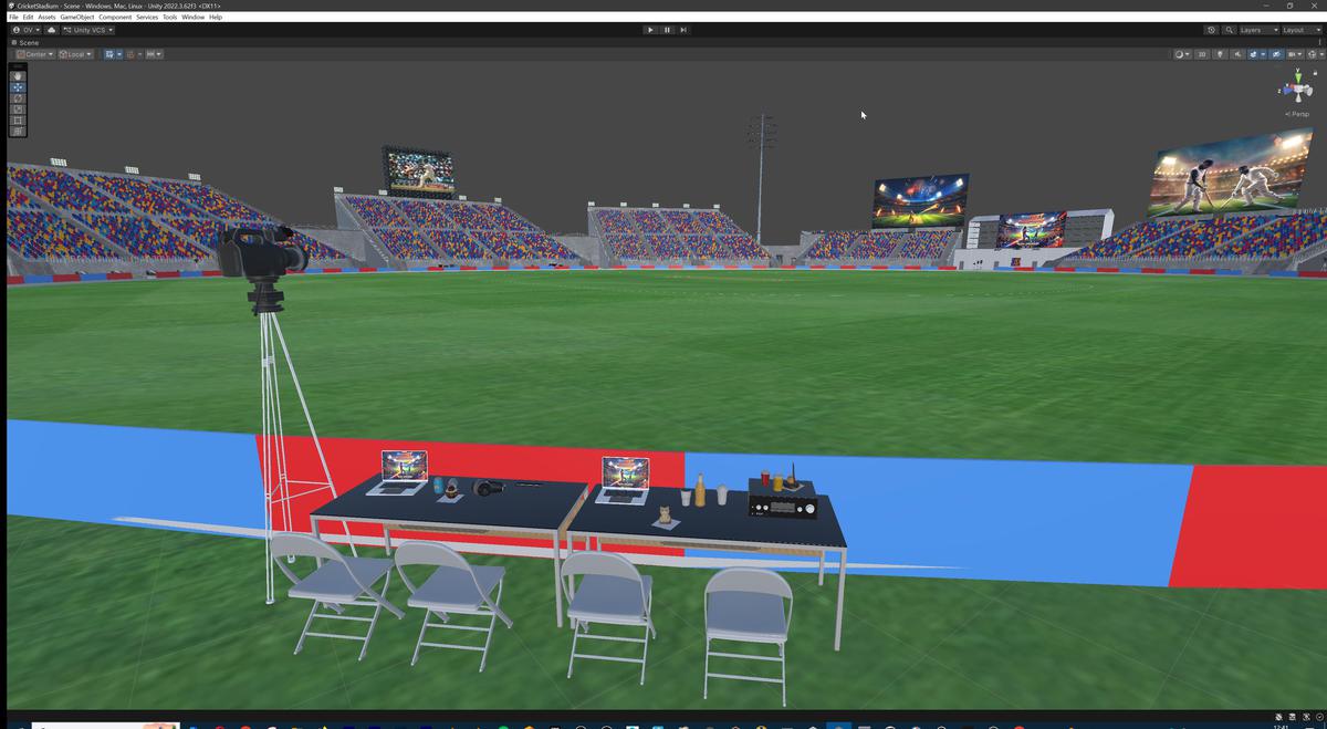 Modular Cricket Arena Stadium 3D Environment with Props