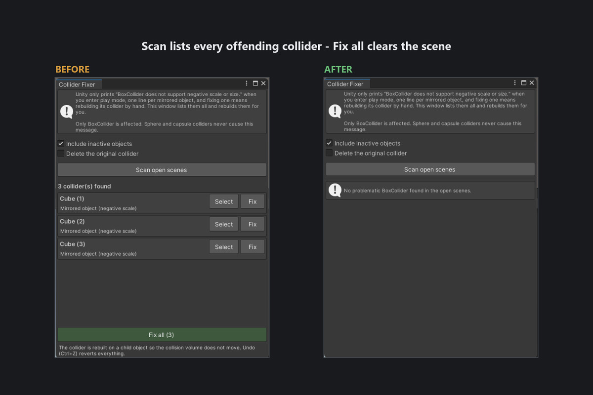 Negative Scale Collider Fixer