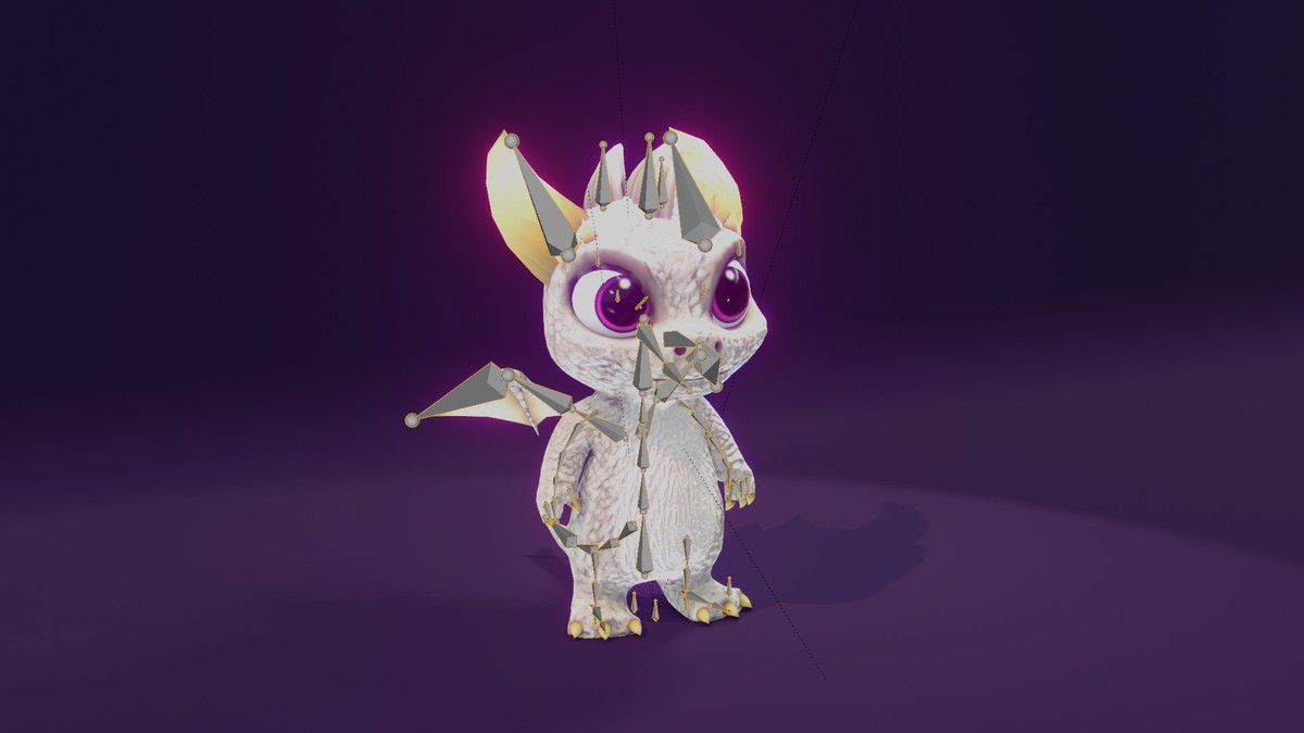 Cartoon White Dragon 3D Model (Low-Poly, Game-Ready, Animated, Built-In)