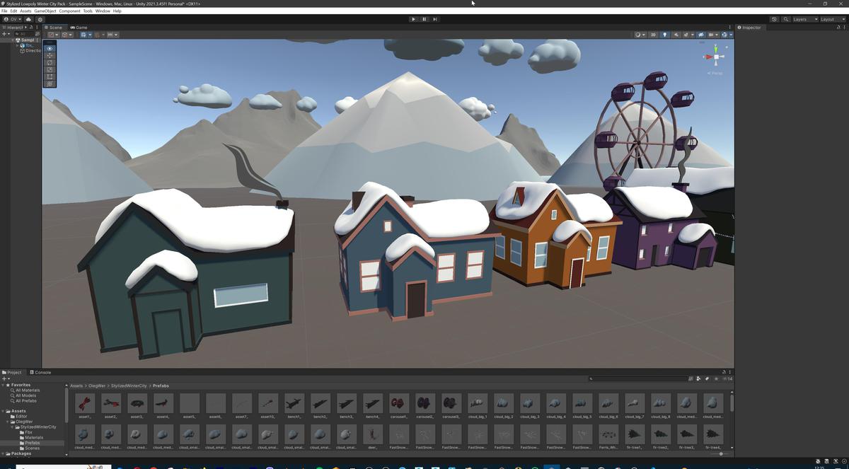Stylized Lowpoly Winter City Asset Pack