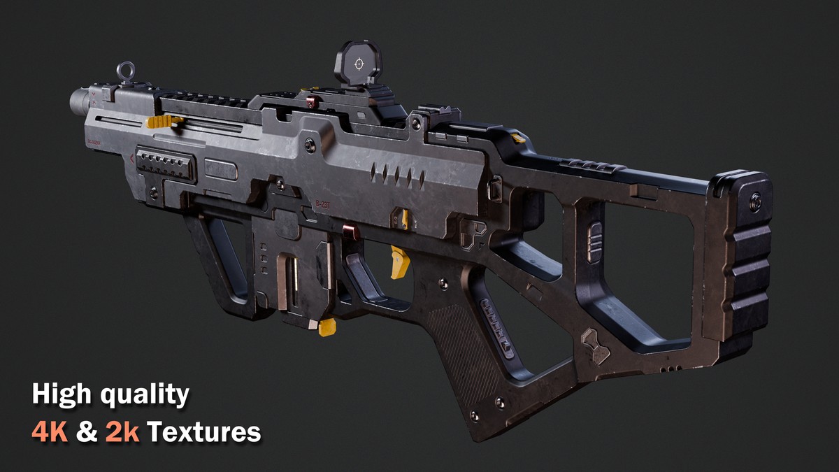 Sci-fi Weapon - Game Ready Rifle