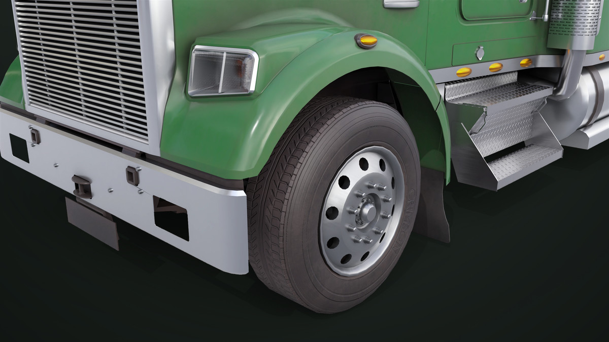 Truck 07 Log Trailer Green Version URP HDRP Textures