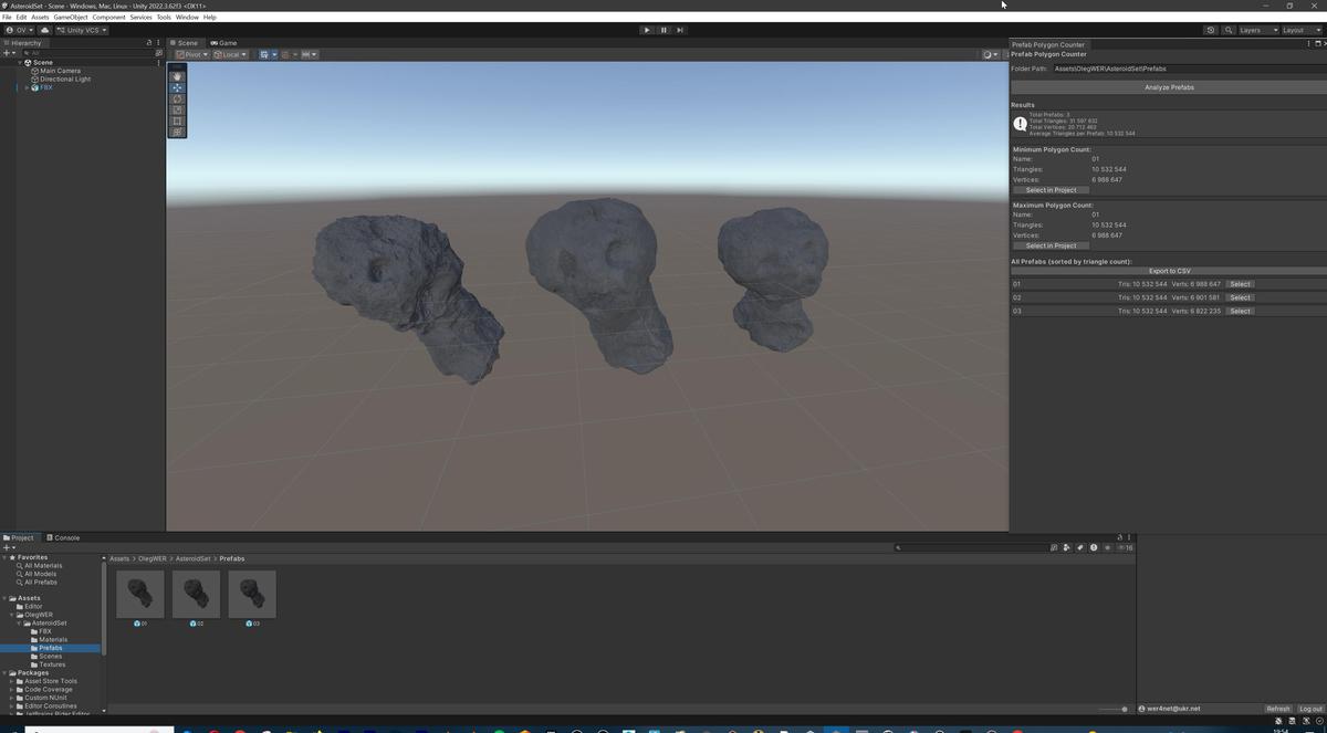 Detailed Asteroids Set: 3 high-poly Assets