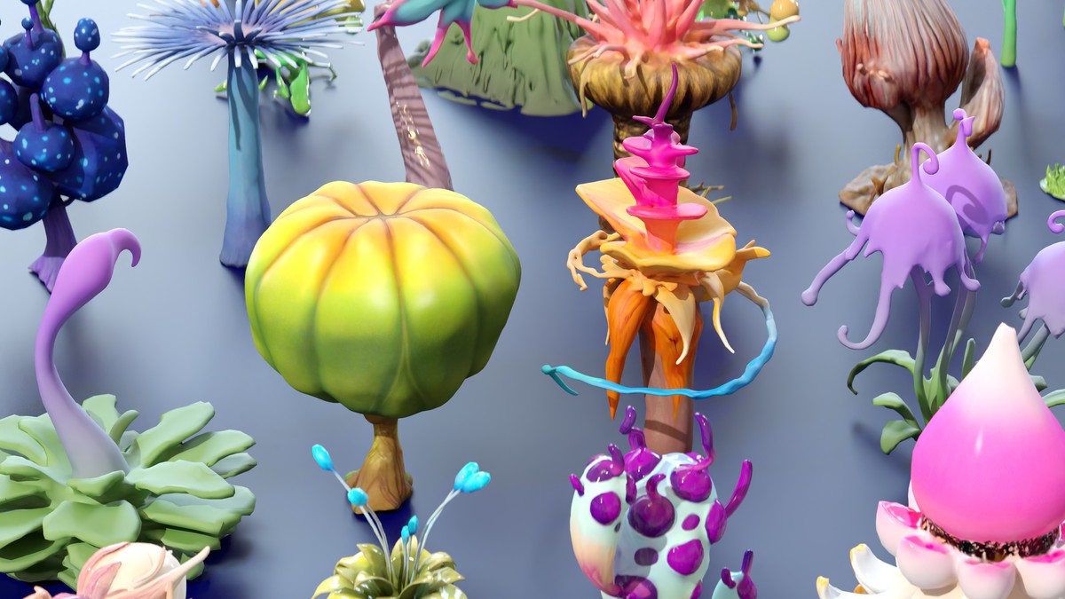 Fantasy Funny Stylized Magical Flora Plants - Low Poly Pack (118 3d models)