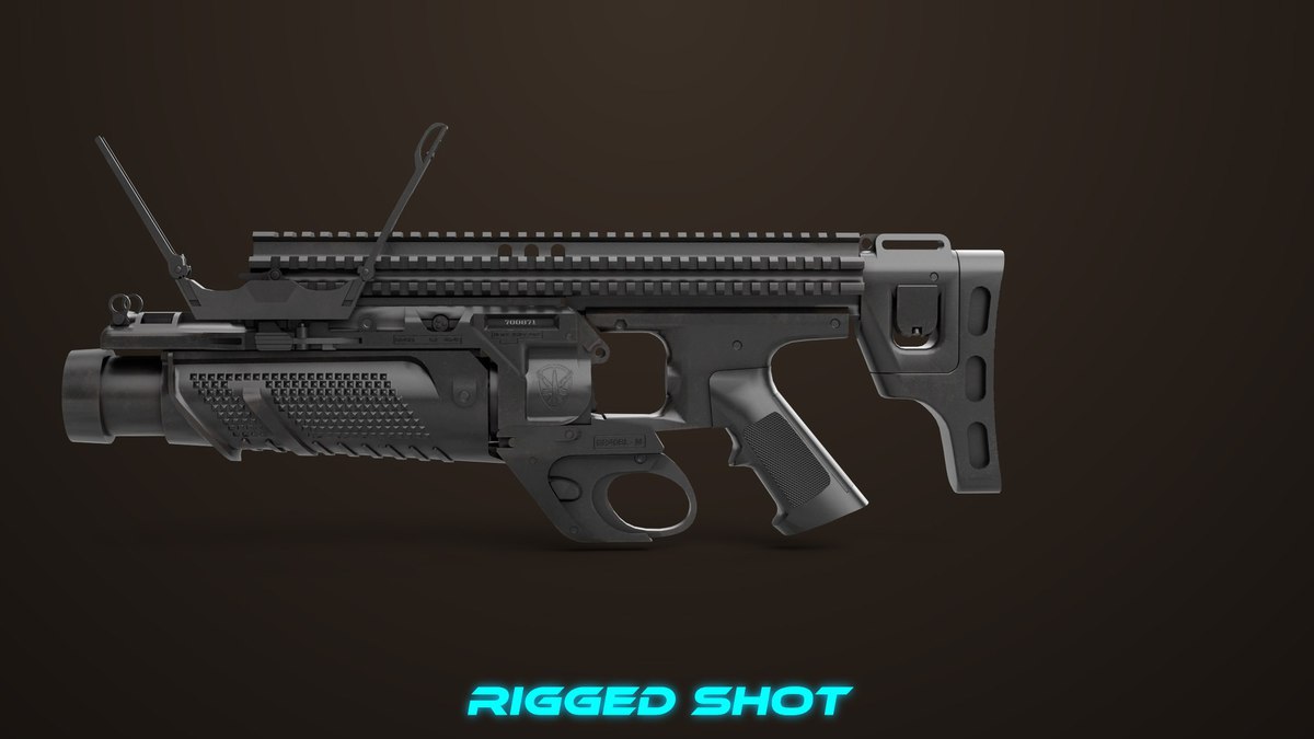 6 Grenade Launcher Black URP HDRP Textures