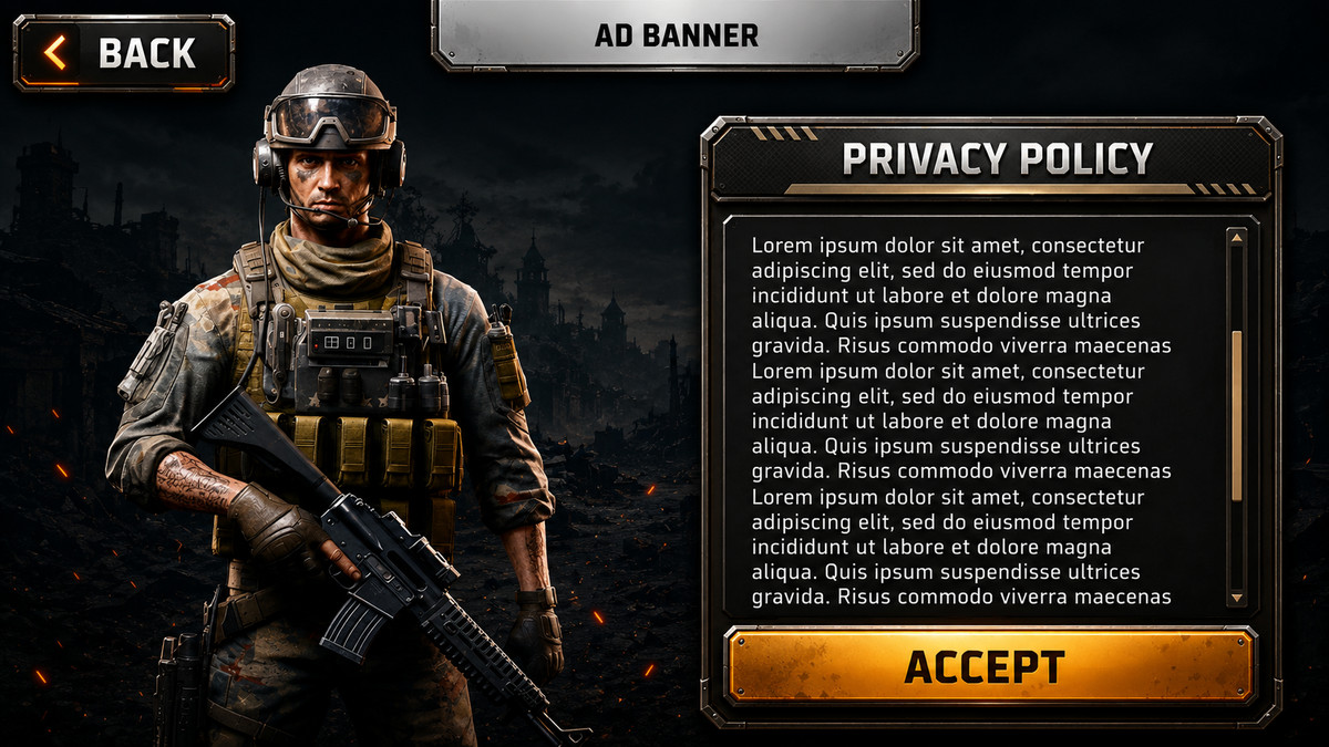 FPS Shooter Game UI Kit Complete Military HUD, Main Menu, Store, Mobile GUI