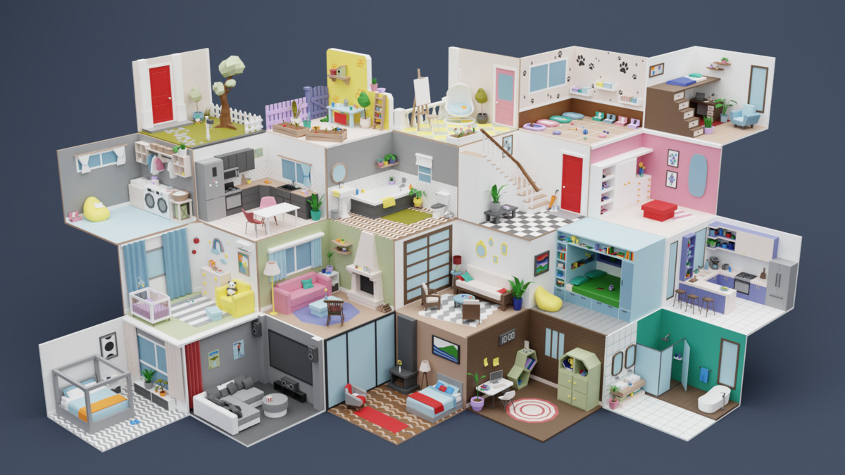 Low Poly Rooms Interiors 2