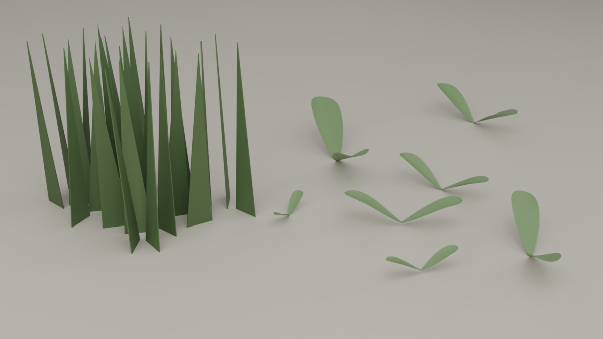 Low-poly flower and plant prefabs from the Unity Asset Store pack