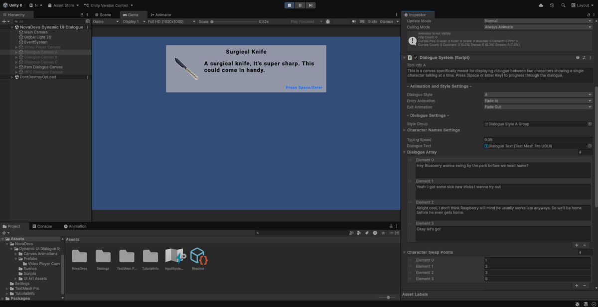 Nova Dynamic UI Dialogue System