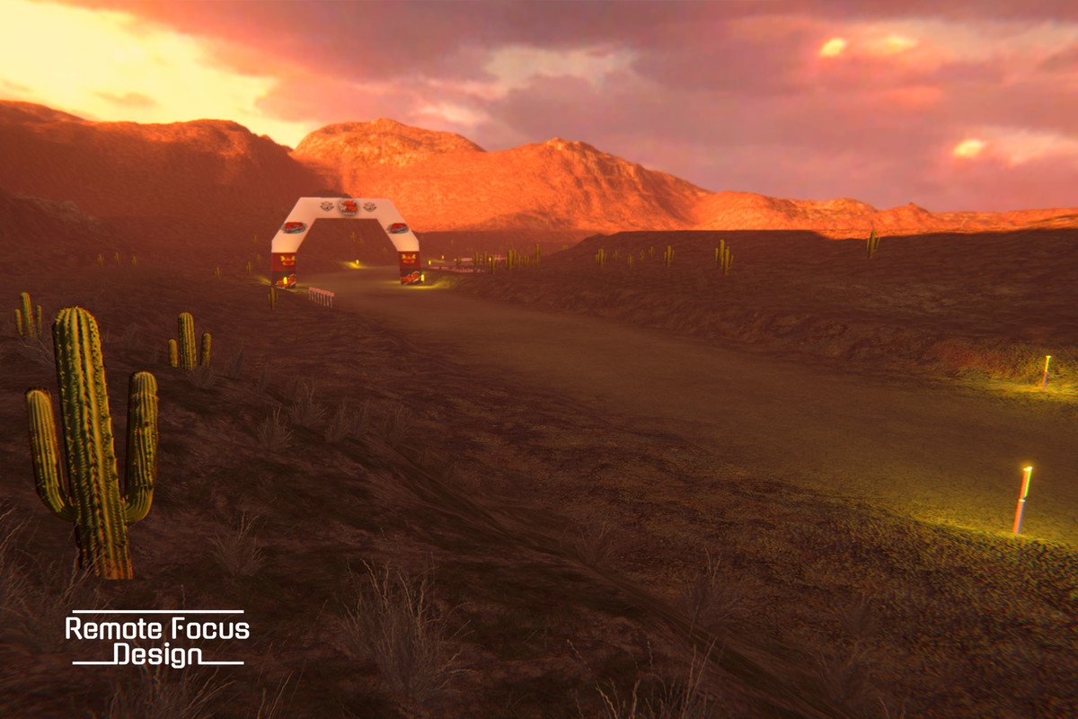 Drift race track Desert at sunset