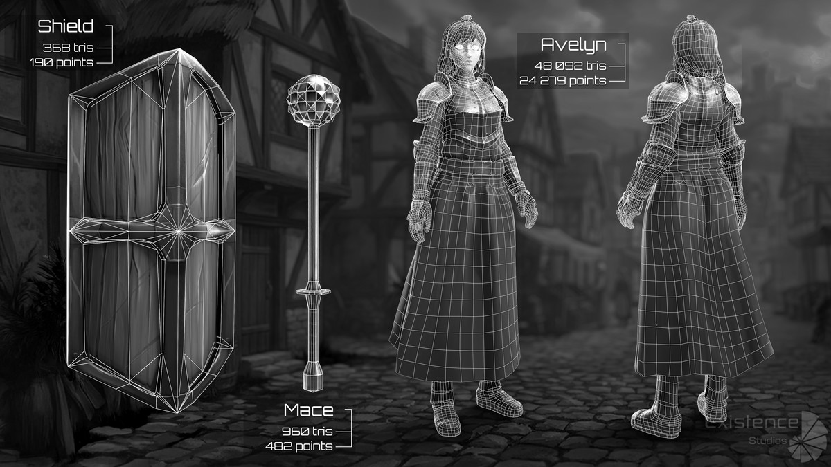 Shield Guardian Avelyn - Stylized Warrior Girl