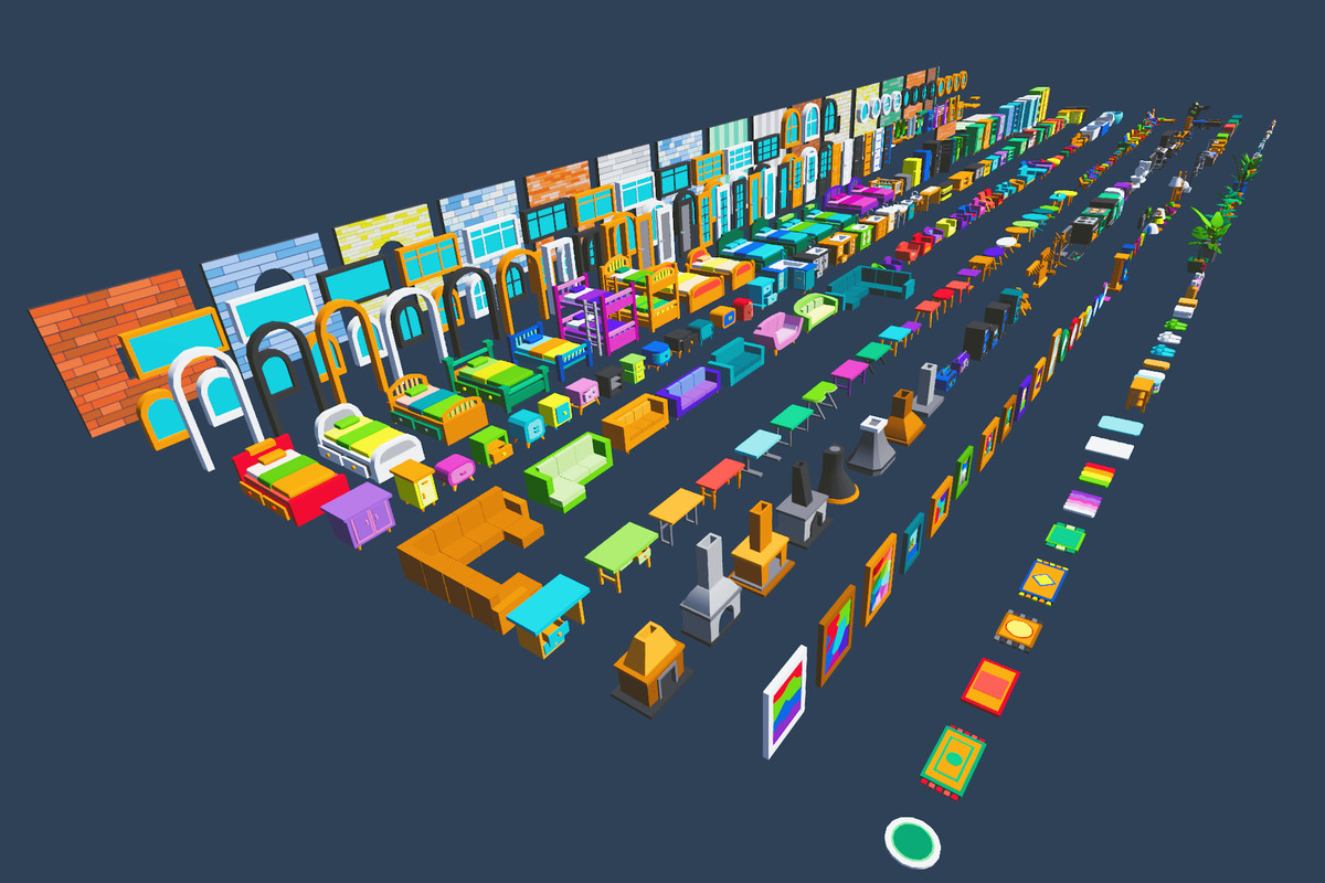 Cute Low Poly Furniture Pack - Colorful Interior Props