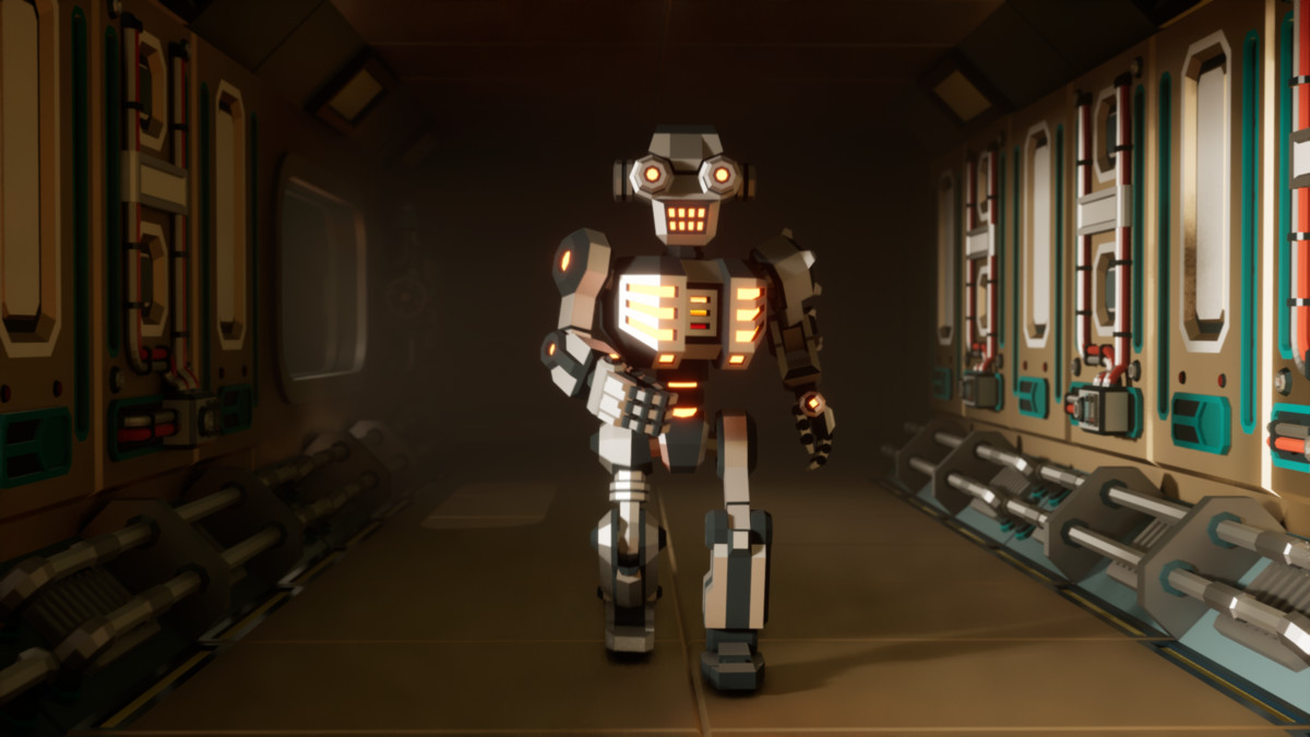 Modular Sci-Fi Robot Low-poly Stylized